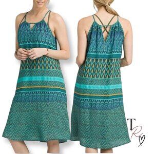 PrAna NWT Nari Boho Halter Midi Dress Green Laurel Print Size Large